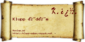 Klupp Ádám névjegykártya
