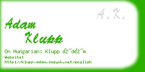 adam klupp business card